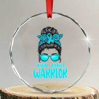 Sexual Assault Awareness Messy Bun Support Survivors Crystal Glass Ornament