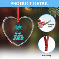 Sexual Assault Awareness Messy Bun Support Survivors Heart Crystal Glass Ornament