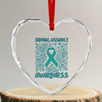 Sexual Assault Awareness Month Heart Crystal Glass Ornament