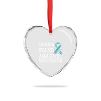 Sexual Assault Awareness Month Heart Crystal Glass Ornament Stand Against Sexual Assault & Domestic Violence