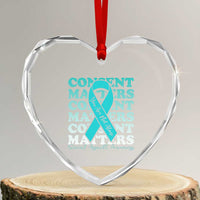 Sexual Assault Awareness Month Heart Crystal Glass Ornament Teal Ribbon Consent Matters You Are Not Alone