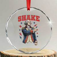 Shake Funny George Washington Patriotic Graphic Matching Crystal Glass Ornament Vintage Founding Father Distressed Stars and Lightning Bolts Dynamic Duo