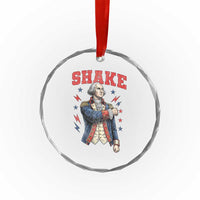 Shake Funny George Washington Patriotic Graphic Matching Crystal Glass Ornament Vintage Founding Father Distressed Stars and Lightning Bolts Dynamic Duo