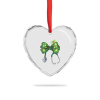 Shamrock Coquette Bow Stethoscope Heart Crystal Glass Ornament Registered Nurse Nursing St Patricks Day - Wonder Print Shop