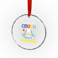 Shark Ready To Crush 4th Grade Crystal Glass Ornament Cool Boys First Day of School Gift
