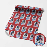 She Loves Jesus And America Too Wrapping Paper Roll Christian 4th of July Messy Bun Flag - Wonder Print Shop