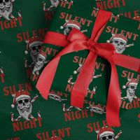 Silent Night Skull Christmas Wrapping Paper Roll Creepy Santa Gothic Holiday - Wonder Print Shop