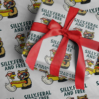 Silly Feral and Free Wrapping Paper Roll Funny Goose and Raccoon 4th of July Patriotic - Wonder Print Shop