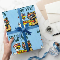 Silly Feral and Free Wrapping Paper Roll Funny Goose and Raccoon 4th of July Patriotic - Wonder Print Shop