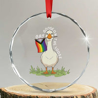 Silly Goose LGBTQ Rainbow Crystal Glass Ornament Funny Gay Pride Month