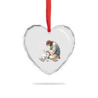 Silly Rabbit Easter Is For Jesus Heart Crystal Glass Ornament Christian Easter Religious