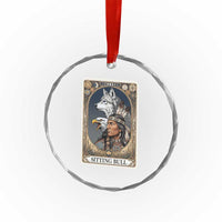 Sitting Bull Native American Chief Crystal Glass Ornament Vintage Tarot Card Illustration