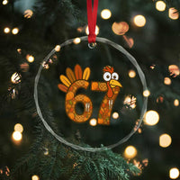 Six And Seven Meme Turkey Crystal Glass Ornament Funny Thanksgiving Gift - Wonder Print Shop
