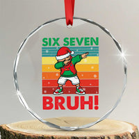 Six Seven Bruh Christmas Dabbing Crystal Glass Ornament Funny 67 Meme Retro Santa Kid Vibes - Wonder Print Shop
