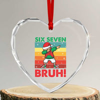 Six Seven Bruh Christmas Dabbing Heart Crystal Glass Ornament Funny 67 Meme Retro Santa Kid Vibes - Wonder Print Shop