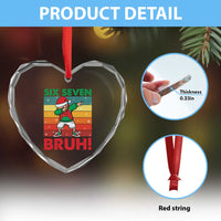 Six Seven Bruh Christmas Dabbing Heart Crystal Glass Ornament Funny 67 Meme Retro Santa Kid Vibes - Wonder Print Shop