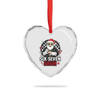 Six Seven Bruh Christmas Meme Heart Crystal Glass Ornament Cool Santa 67 Hand Sign Street Style Vibes - Wonder Print Shop