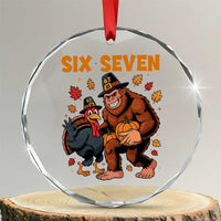 Six Seven Meme Bigfoot And Turkey Crystal Glass Ornament Funny Thanksgiving Gift - Wonder Print Shop