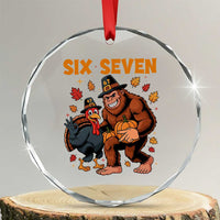 Six Seven Meme Bigfoot And Turkey Crystal Glass Ornament Funny Thanksgiving Gift TS12