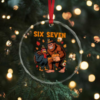 Six Seven Meme Bigfoot And Turkey Crystal Glass Ornament Funny Thanksgiving Gift TS12