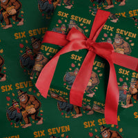 Six Seven Meme Bigfoot And Turkey Wrapping Paper Roll Funny Thanksgiving Gift - Wonder Print Shop