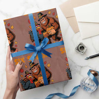 Six Seven Meme Bigfoot And Turkey Wrapping Paper Roll Funny Thanksgiving Gift - Wonder Print Shop