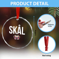 Skål Cheers in Norwegian Norway Crystal Glass Ornament Funny Drinking Beer Norwegian Scandinavian
