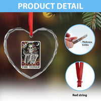 Skeleton 420 Cannabis Heart Crystal Glass Ornament Tarot Card The Stoner Weed Lover - Wonder Print Shop