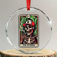 Skeleton 420 The Stoner Crystal Glass Ornament Retro Tarot Card Weed Lover Cannabis Trippy Vibes - Wonder Print Shop