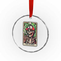 Skeleton 420 The Stoner Crystal Glass Ornament Retro Tarot Card Weed Lover Cannabis Trippy Vibes TS02