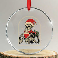 Skeleton Christmas Crystal Glass Ornament Dead Inside But Caffeinated Coffee Addict Xmas Vibe TS02