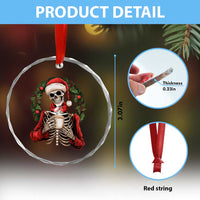 Skeleton Christmas Crystal Glass Ornament Dead Inside But Caffeinated Coffee Lover Xmas Vibe TS02