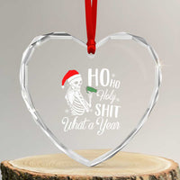 Skeleton Christmas Heart Crystal Glass Ornament Ho Ho Holy Shit What A Year Funny Boujee Xmas Vibe - Wonder Print Shop