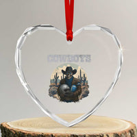 Skeleton Cowboy Football Player Heart Crystal Glass Ornament Western Fan Gift - Wonder Print Shop
