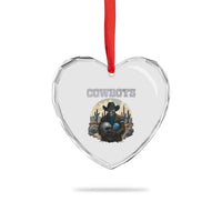 Skeleton Cowboy Football Player Heart Crystal Glass Ornament Western Fan Gift - Wonder Print Shop