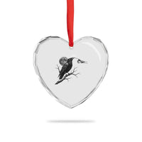 Skeleton Hand Boop Raven Heart Crystal Glass Ornament Funny Spooky Halloween Crow Moon Graphic