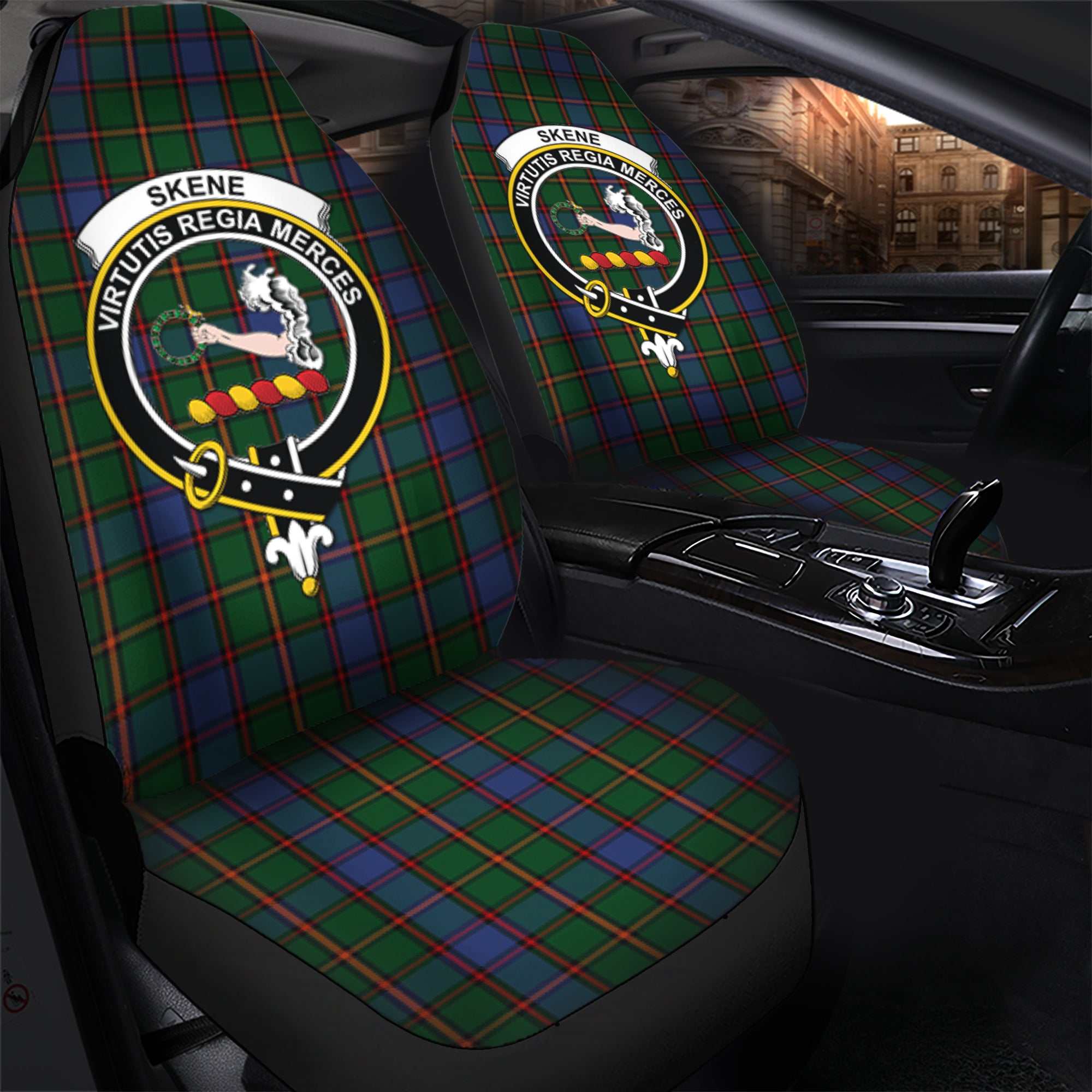 Skene Clan Tartan Car Seat Cover, Family Crest Tartan Seat Cover TS23
