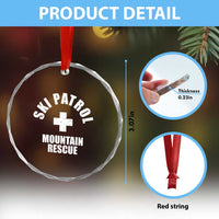 Ski Patrol Mountain Rescue Crystal Glass Ornament Winter Slopes Skiing Snowboarding TS11