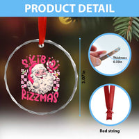 Skibidi Rizzmas Santa Crystal Glass Ornament Rizz Santa Pink Groovy Funny Xmas Gen Alpha Girl Kids TS10