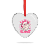 Skibidi Rizzmas Santa Heart Crystal Glass Ornament Rizz Santa Pink Groovy Funny Xmas Gen Alpha Girl Kids - Wonder Print Shop