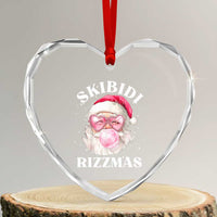 Skibidi Rizzmas Xmas Heart Crystal Glass Ornament Rizz Santa Pink Bubble Gum Funny Xmas Gen Alpha Girl Kids - Wonder Print Shop