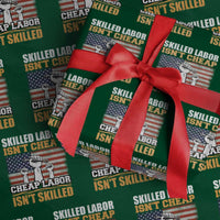 Skilled Labor Patriotic USA Flag Wrapping Paper Roll Blue Collar Trade Union Hand Tools Pride Graphic