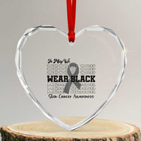 Skin Cancer Awareness Month Heart Crystal Glass Ornament In May We Wear Black