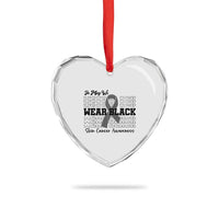 Skin Cancer Awareness Month Heart Crystal Glass Ornament In May We Wear Black