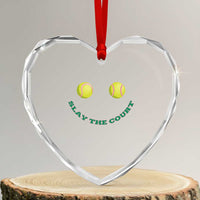 Slay The Court Tennis Girl Heart Crystal Glass Ornament Funny Tennis Player Gift - Wonder Print Shop