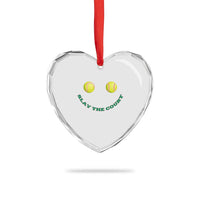 Slay The Court Tennis Girl Heart Crystal Glass Ornament Funny Tennis Player Gift - Wonder Print Shop