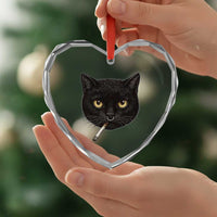 Smoking Cat Y2K Heart Crystal Glass Ornament Vintage Black Cat Edgy Retro 90s Grunge - Wonder Print Shop