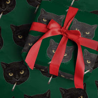 Smoking Cat Y2K Wrapping Paper Roll Vintage Black Cat Edgy Retro 90s Grunge - Wonder Print Shop