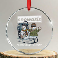 Snowasis Some Might Sleigh Crystal Glass Ornament Funny Christmas Snowmen Rock Band TS11