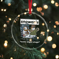 Snowasis Some Might Sleigh Crystal Glass Ornament Funny Christmas Snowmen Rock Band TS11